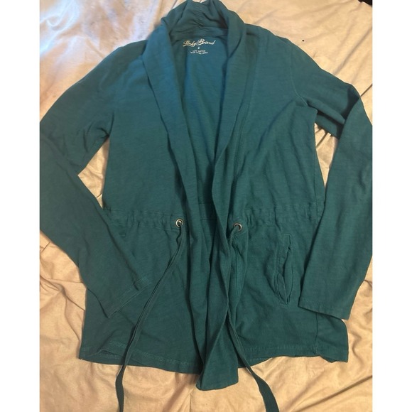 Lucky Brand Sweaters - Lucky Brand Teal‎ Green Open Front Tie Waist Knit Cardigan Jacket, Small